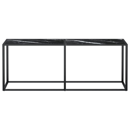 Tavolo Consolle Marmo Nero 180x35x75,5 cm in Vetro Temperato