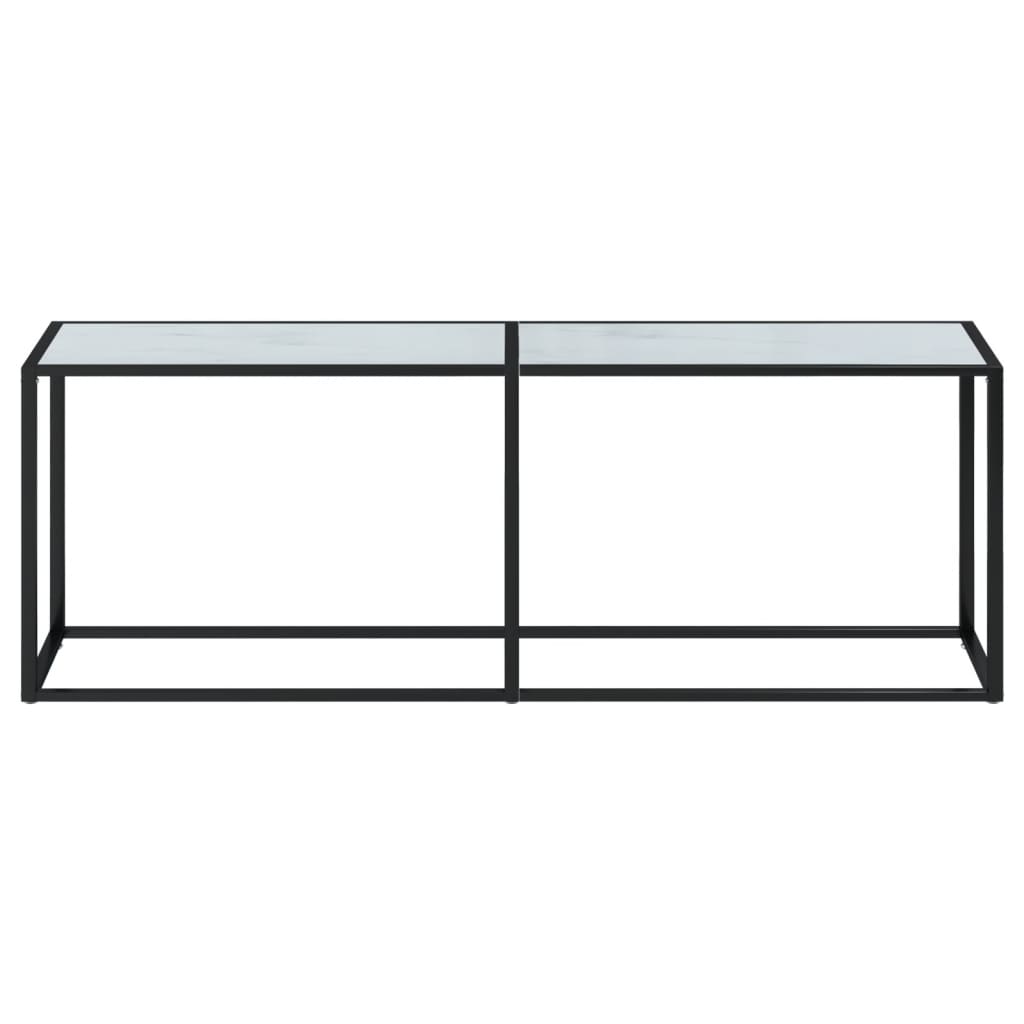Tavolo Consolle Marmo Bianco 220x35x75,5 cm in Vetro Temperato