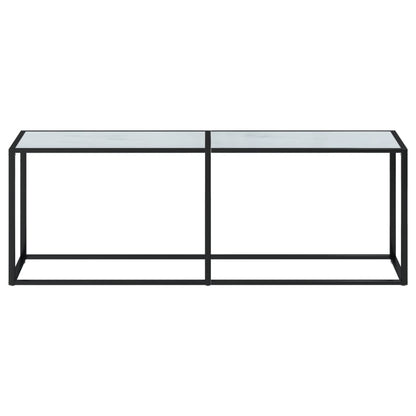 Tavolo Consolle Marmo Bianco 220x35x75,5 cm in Vetro Temperato