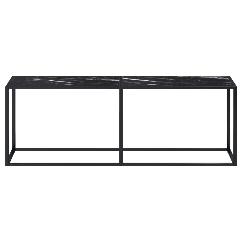 Tavolo Consolle Marmo Nero 220x35x75,5 cm in Vetro Temperato