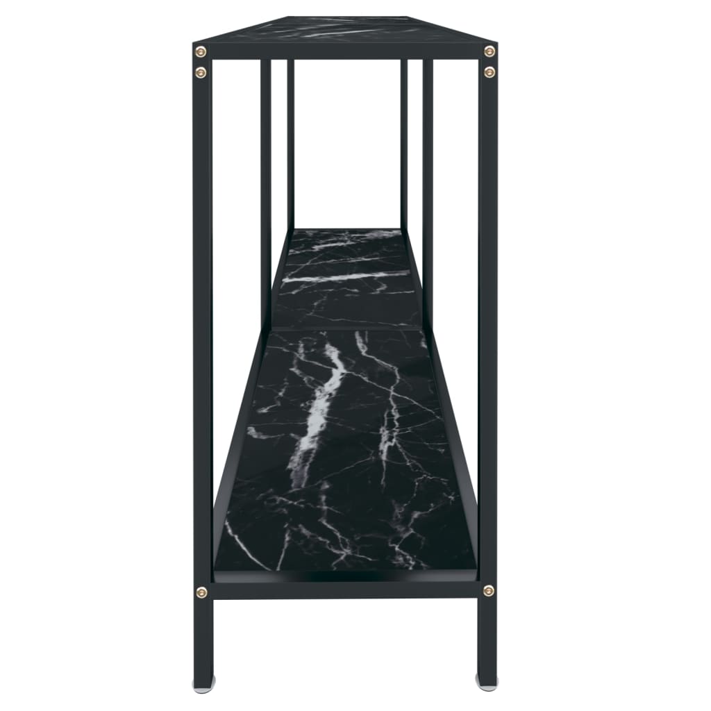 Tavolo Consolle Nero 140x35x75,5 cm in Vetro Temperato