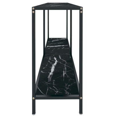Tavolo Consolle Nero 140x35x75,5 cm in Vetro Temperato