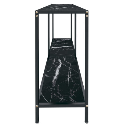 Tavolo Consolle Nero 160x35x75,5 cm in Vetro Temperato