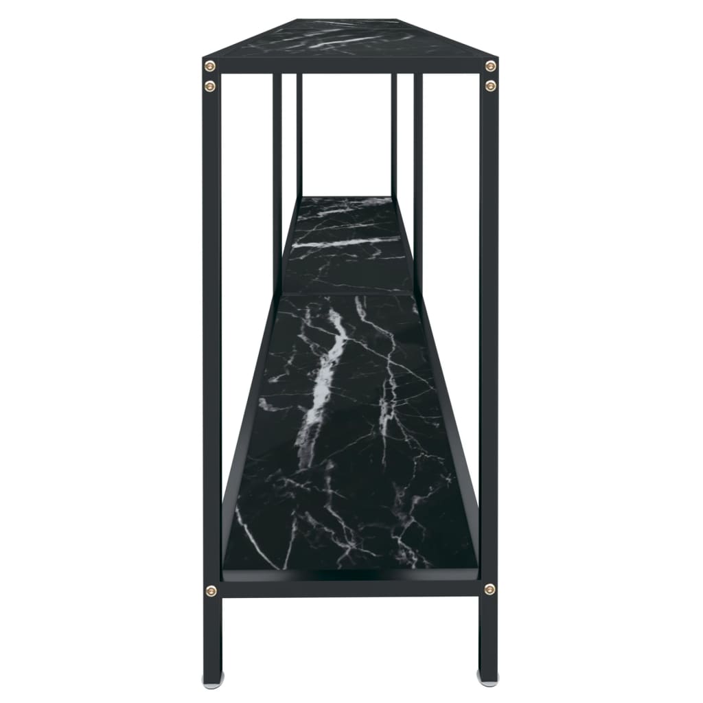 Tavolo Consolle Nero 180x35x75,5 cm in Vetro Temperato