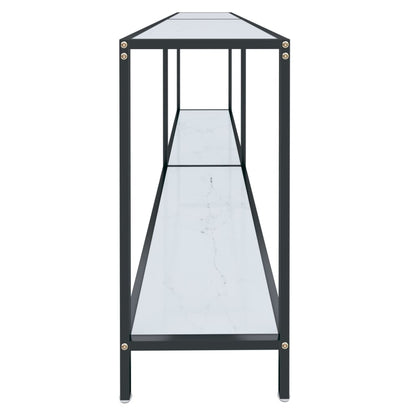 Tavolo Consolle Bianco 200x35x75,5 cm in Vetro Temperato