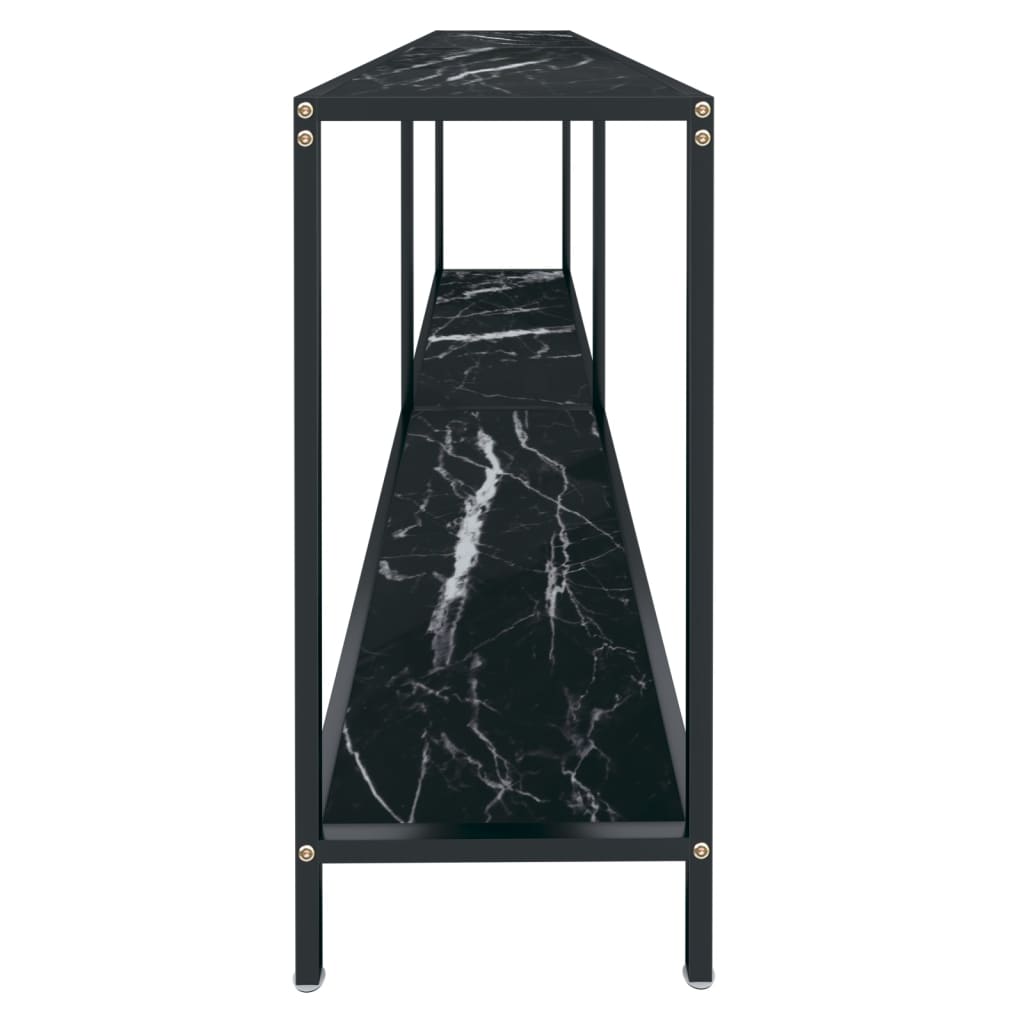 Tavolo Consolle Nero 200x35x75,5 cm in Vetro Temperato