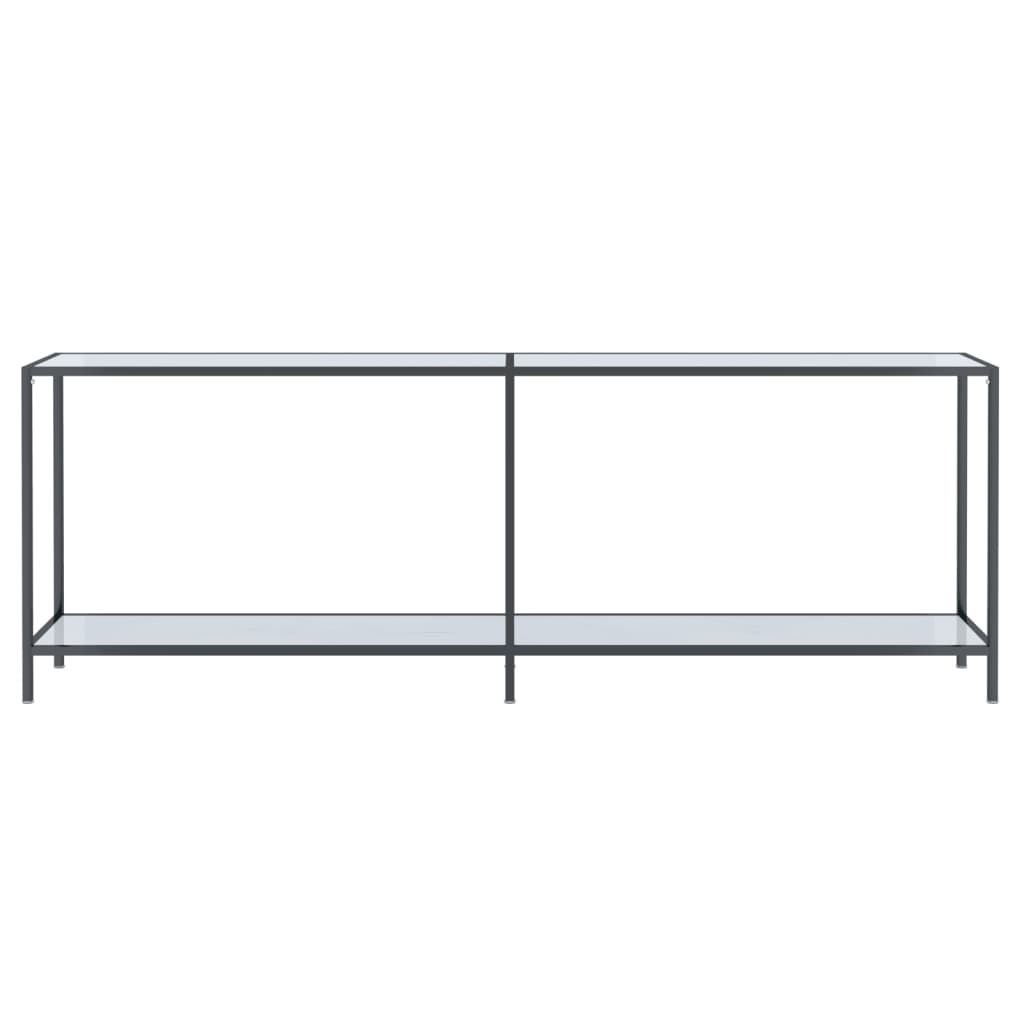Tavolo Consolle Bianco 220x35x75,5 cm in Vetro Temperato
