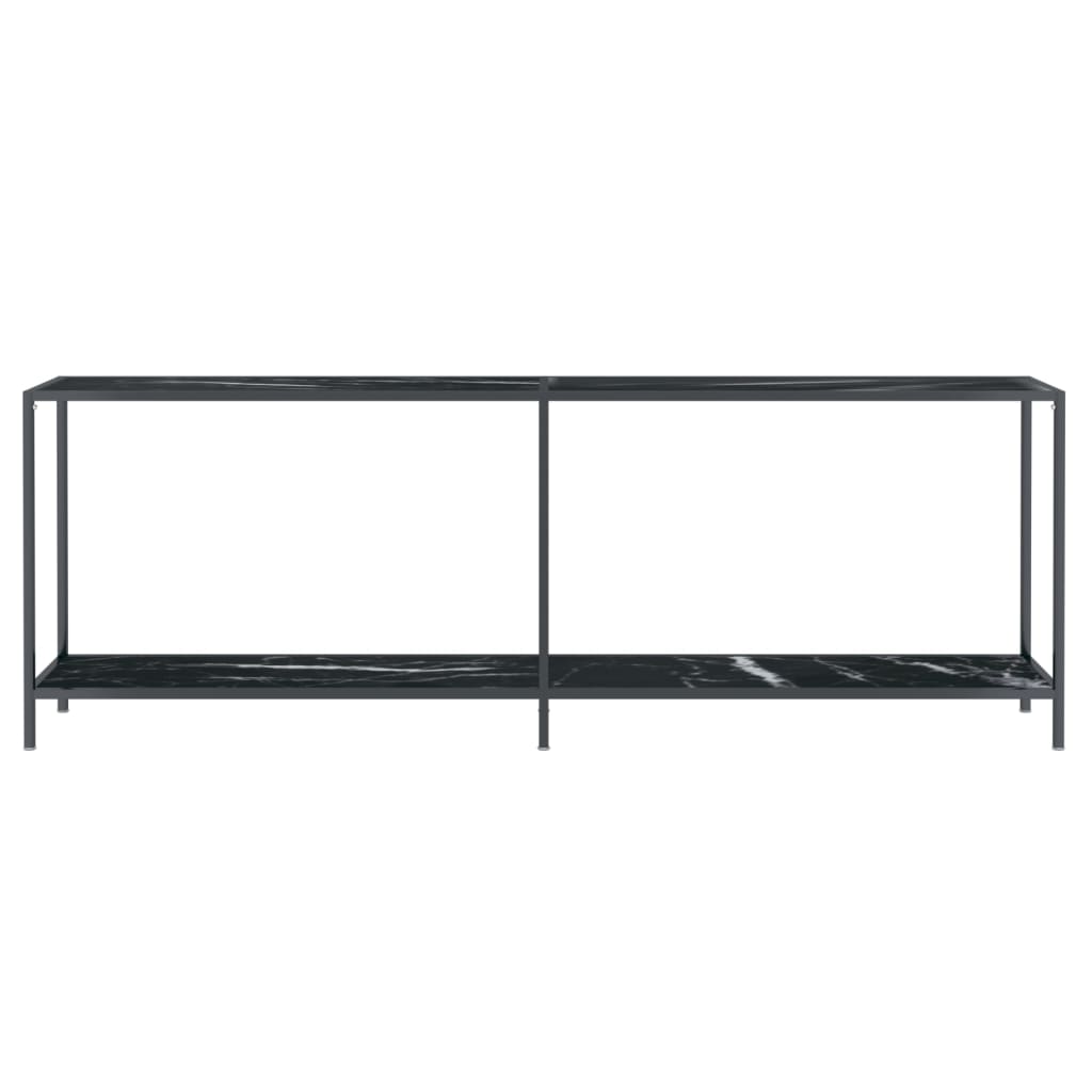 Tavolo Consolle Nero 220x35x75,5 cm in Vetro Temperato