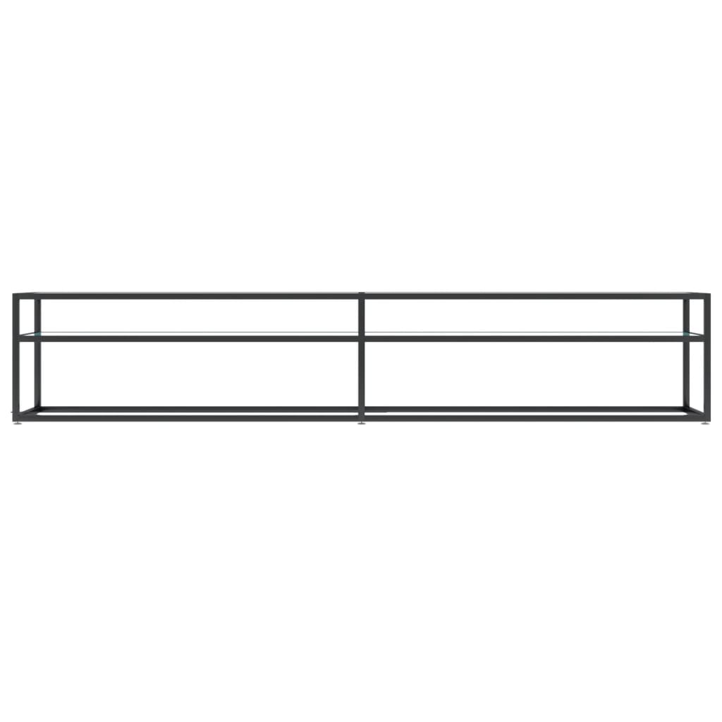 Mobile Porta TV Marmo Bianco 220x40x40,5 cm in Vetro Temperato