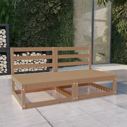 Divano da Giardino 2 Posti Marrone Ambra Legno Massello di Pino