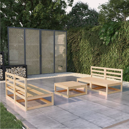 Set Divani da Giardino 5 pz in Legno Massello di Pino
