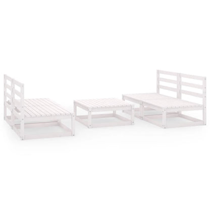 Set Divani da Giardino 5 pz Bianco in Legno Massello di Pino