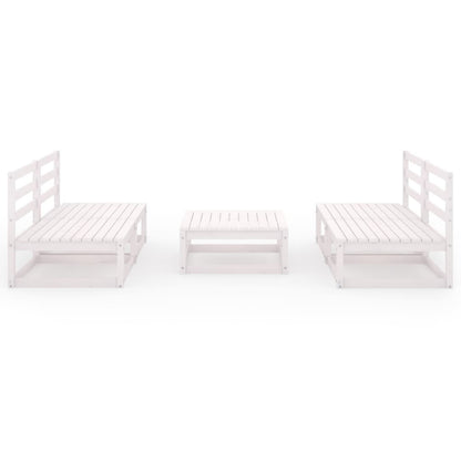 Set Divani da Giardino 5 pz Bianco in Legno Massello di Pino