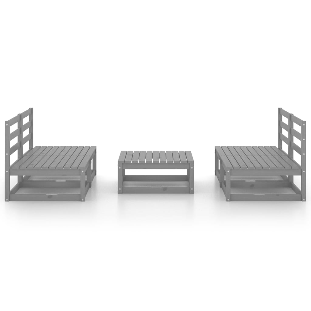 Set Divani da Giardino 5 pz Grigio in Legno Massello di Pino
