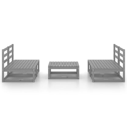 Set Divani da Giardino 5 pz Grigio in Legno Massello di Pino
