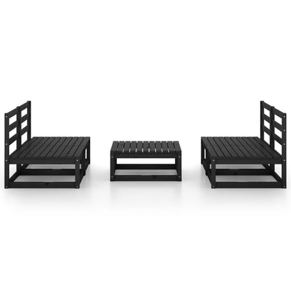 Set Divani da Giardino 5 pz Nero in Legno Massello di Pino