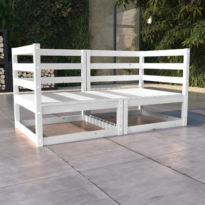 Divano da Giardino a 2 Posti Bianco in Legno Massello di Pino
