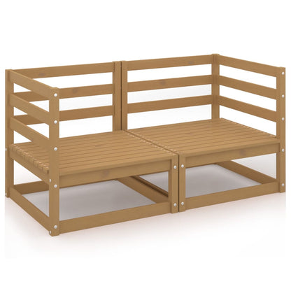 Divano da Giardino 2 Posti Marrone Ambra Legno Massello di Pino