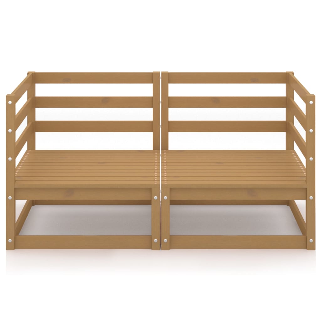 Divano da Giardino 2 Posti Marrone Ambra Legno Massello di Pino