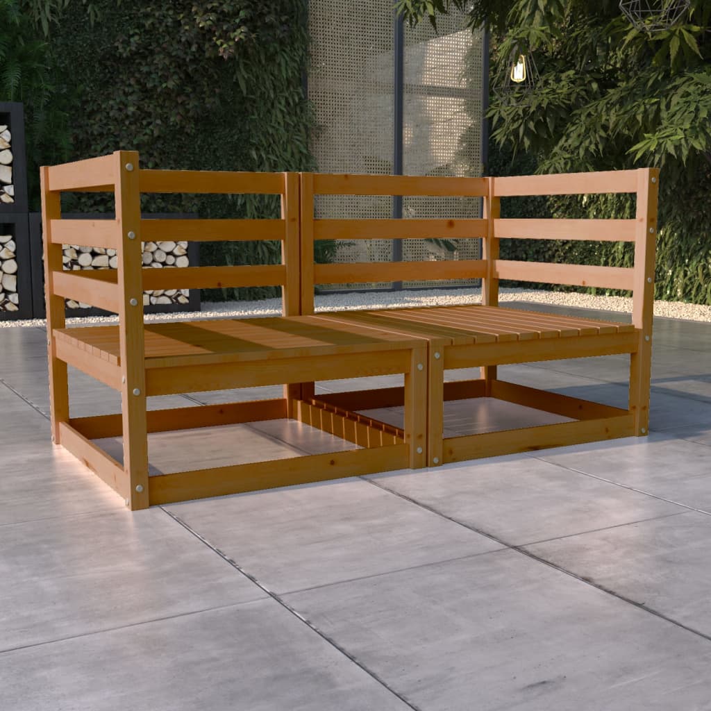 Divano da Giardino 2 Posti Marrone Ambra Legno Massello di Pino