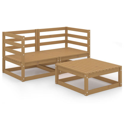 Set Salotto da Giardino 3pz Marrone Ambra Legno Massello Pino