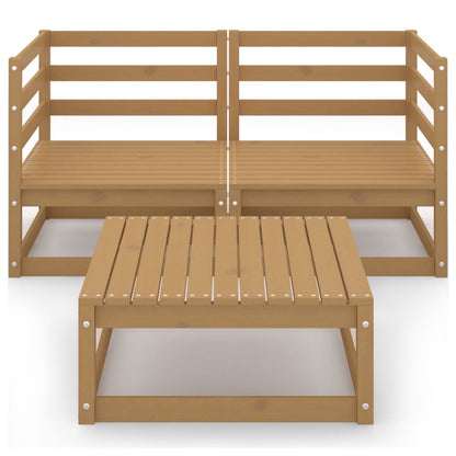 Set Salotto da Giardino 3pz Marrone Ambra Legno Massello Pino
