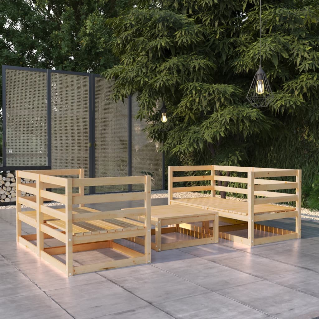Set Divani da Giardino 5 pz in Legno Massello di Pino