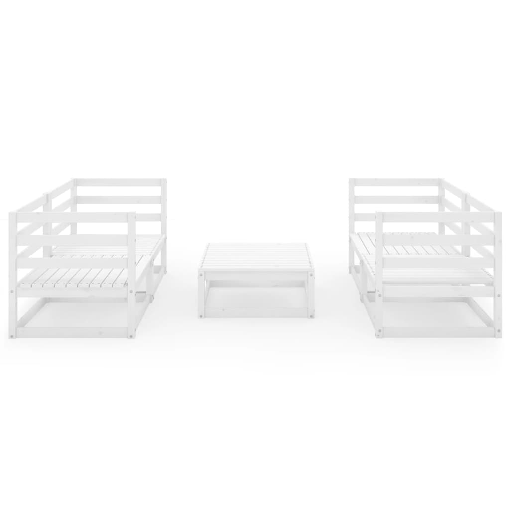 Set Divani da Giardino 5 pz Bianco in Legno Massello di Pino