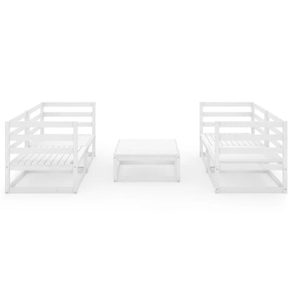 Set Divani da Giardino 5 pz Bianco in Legno Massello di Pino