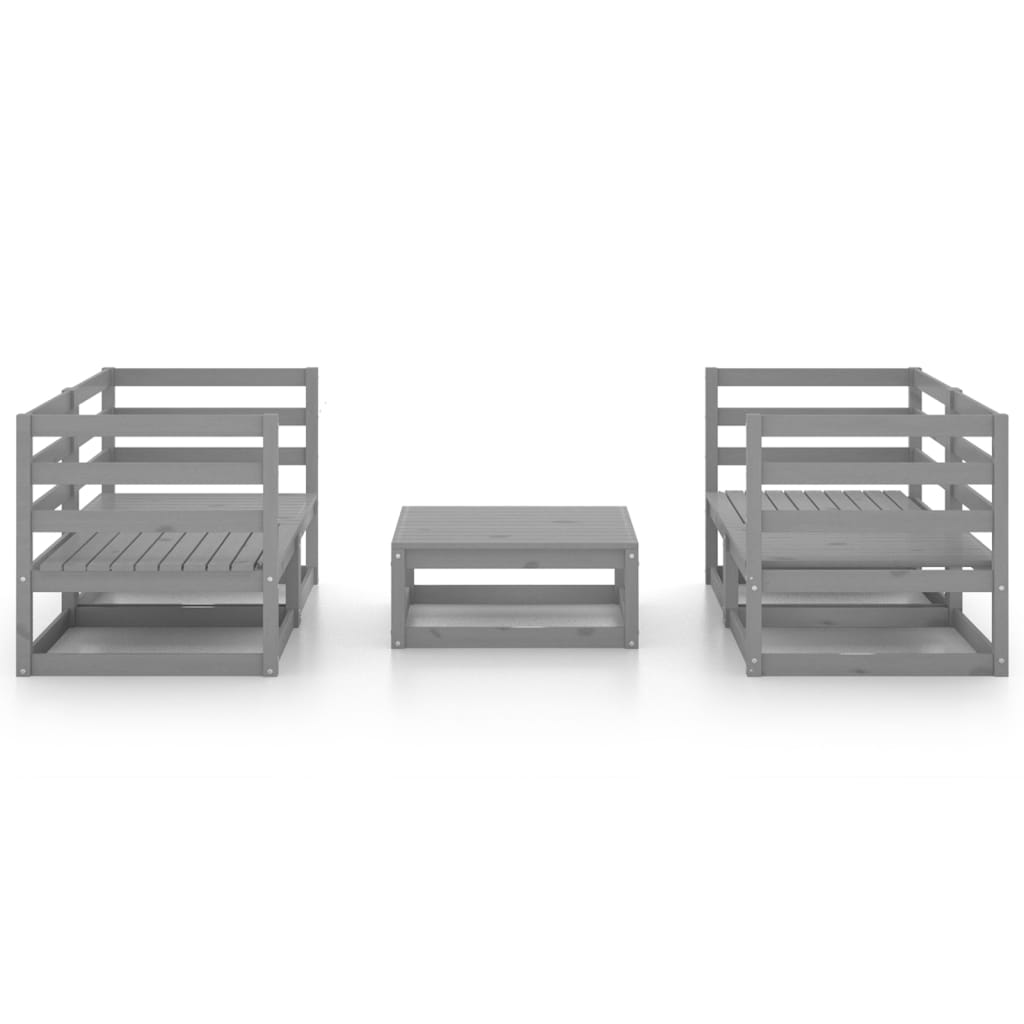 Set Divani da Giardino 5 pz Grigio in Legno Massello di Pino