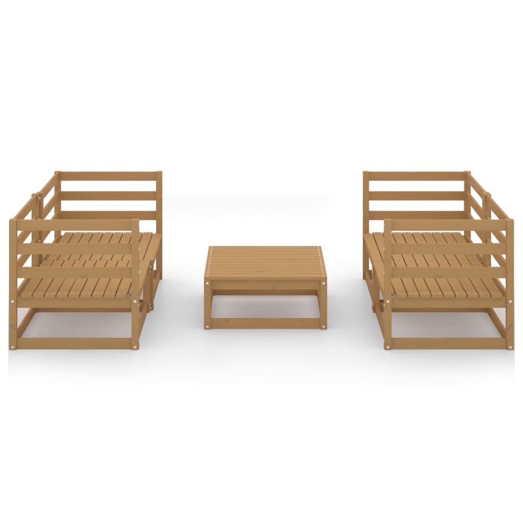 Set Salotto da Giardino 5pz Marrone Ambra Legno Massello Pino