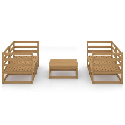 Set Salotto da Giardino 5pz Marrone Ambra Legno Massello Pino