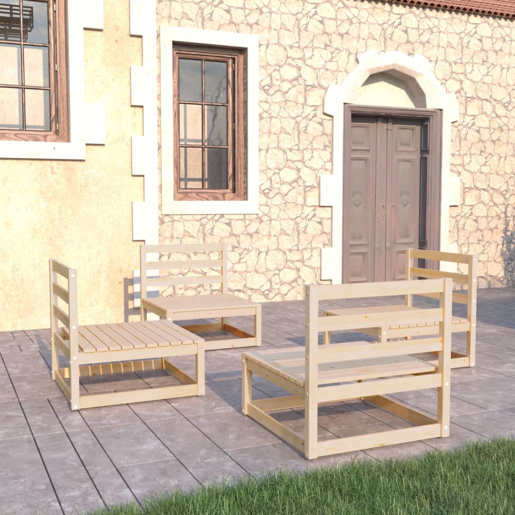 Set Divani da Giardino 4 pz in Legno Massello di Pino