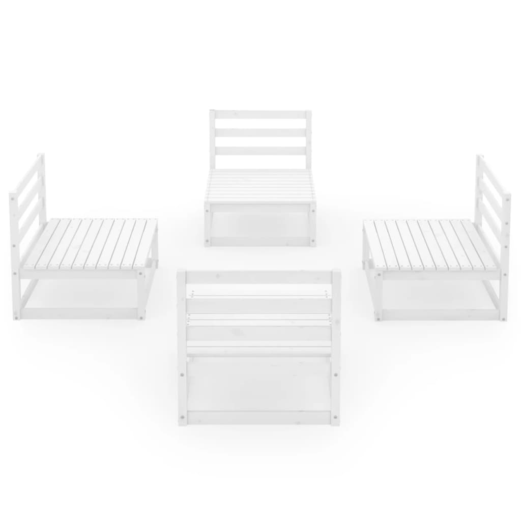 Set Divani da Giardino 4 pz Bianco in Legno Massello di Pino