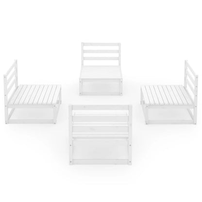 Set Divani da Giardino 4 pz Bianco in Legno Massello di Pino