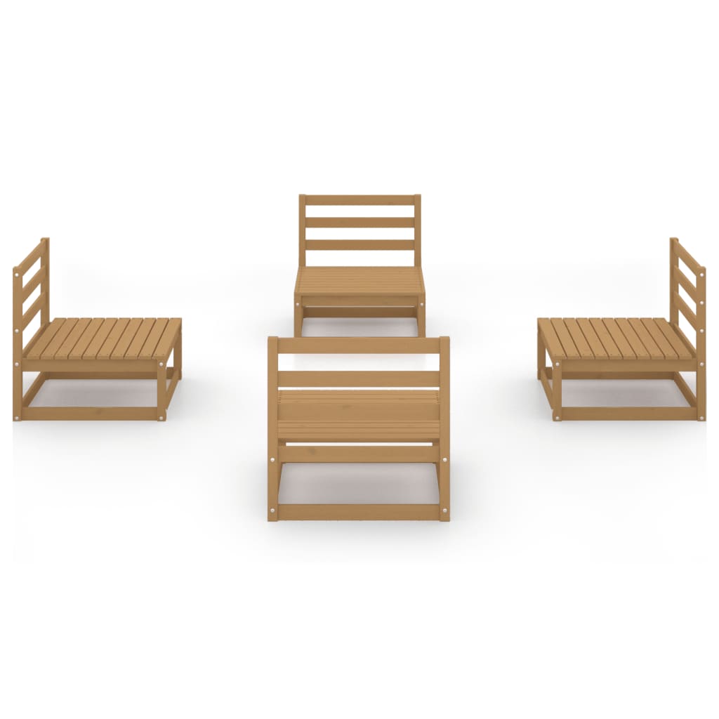 Set Salotto da Giardino 4pz Marrone Ambra Legno Massello Pino