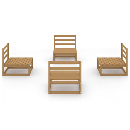 Set Salotto da Giardino 4pz Marrone Ambra Legno Massello Pino