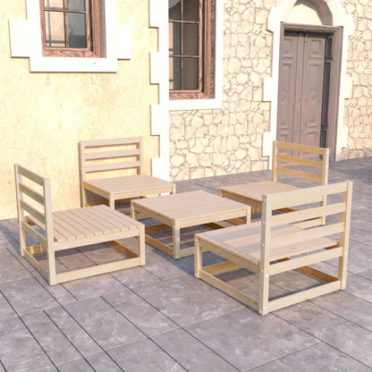 Set Divani da Giardino 5 pz in Legno Massello di Pino