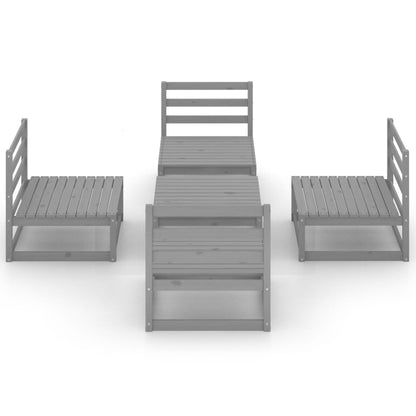 Set Divani da Giardino 5 pz Grigio in Legno Massello di Pino
