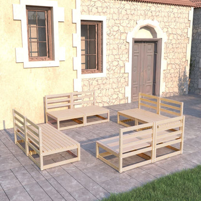 Set Divani da Giardino 8 pz in Legno Massello di Pino