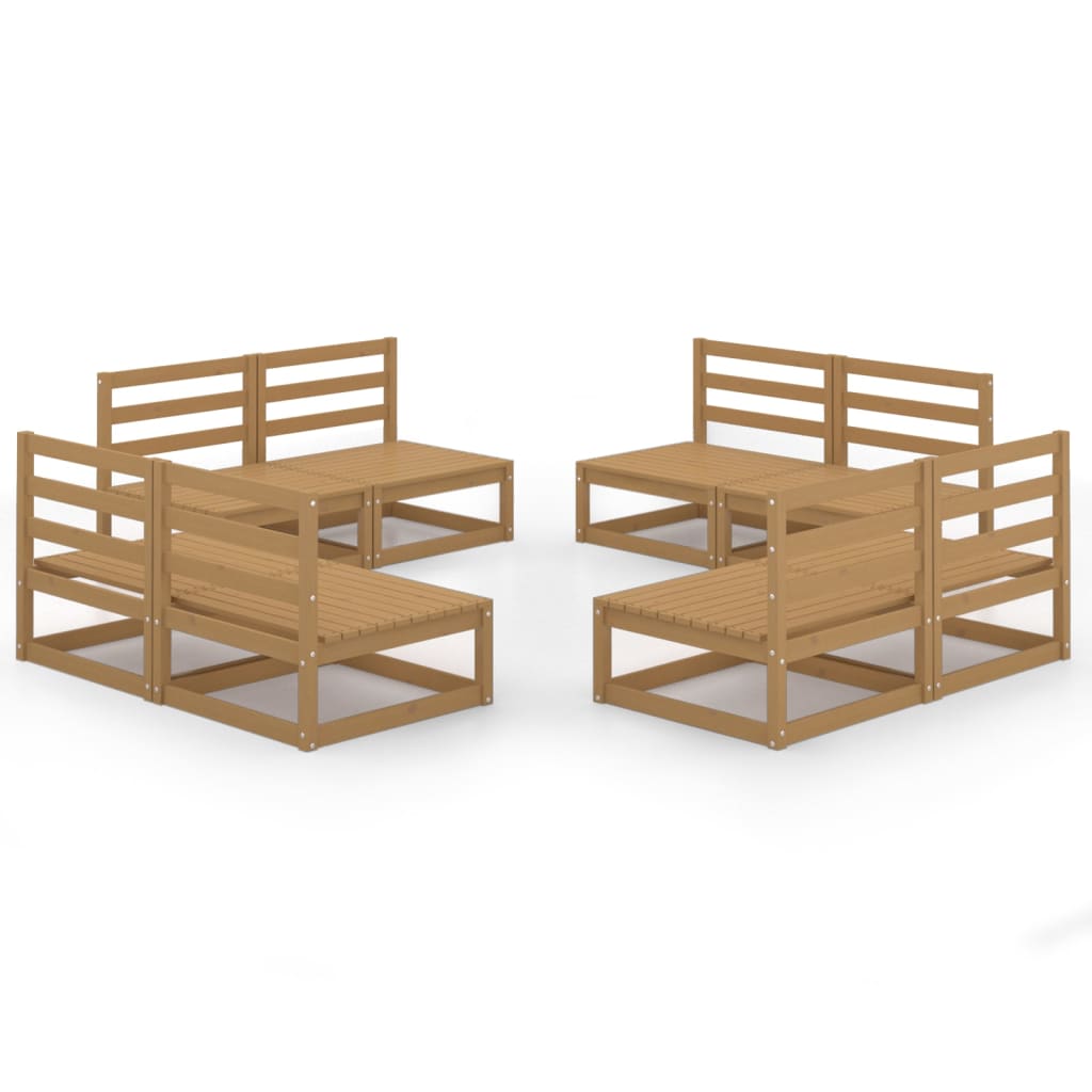 Set Salotto da Giardino 8pz Marrone Ambra Legno Massello Pino