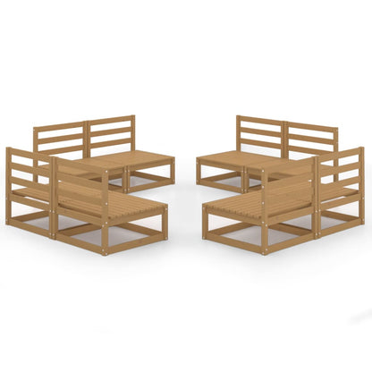 Set Salotto da Giardino 8pz Marrone Ambra Legno Massello Pino