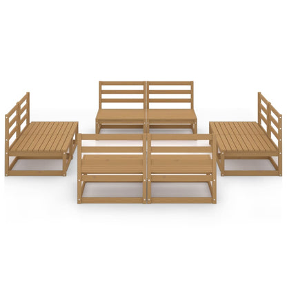 Set Salotto da Giardino 8pz Marrone Ambra Legno Massello Pino