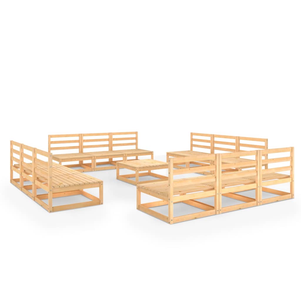 Set Divani da Giardino 13 pz in Legno Massello di Pino