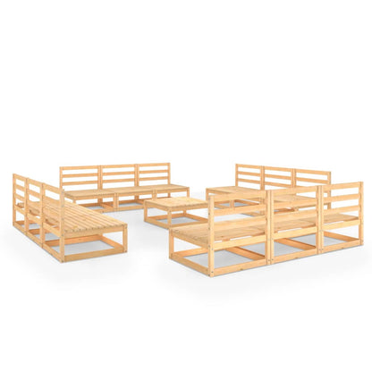 Set Divani da Giardino 13 pz in Legno Massello di Pino
