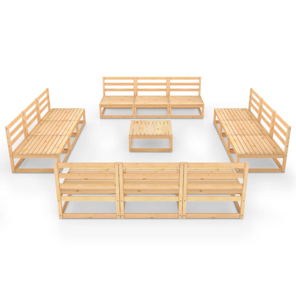 Set Divani da Giardino 13 pz in Legno Massello di Pino