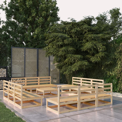 Set Divani da Giardino 13 pz in Legno Massello di Pino