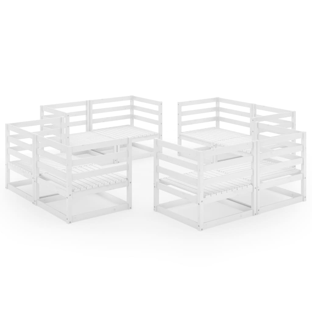 Set Divani da Giardino 8 pz Bianco in Legno Massello di Pino