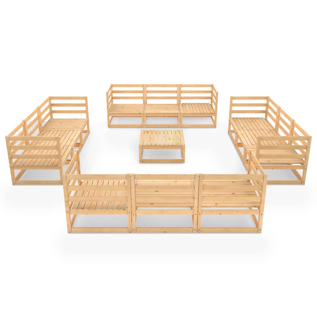Set Divani da Giardino 13 pz in Legno Massello di Pino