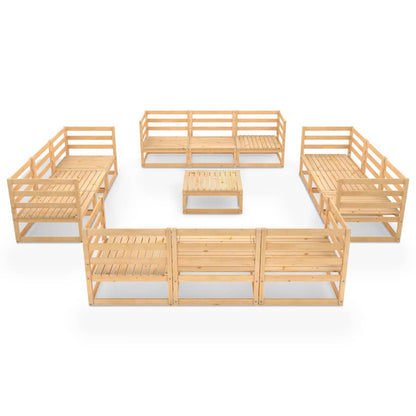 Set Divani da Giardino 13 pz in Legno Massello di Pino